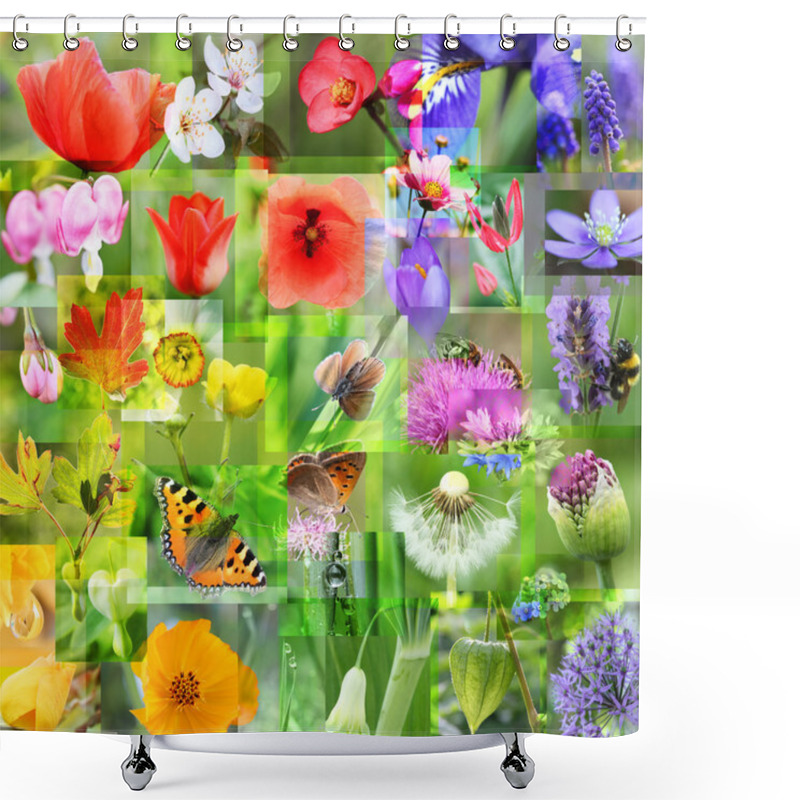 Personality  Abstract Collage Of Spring Flowers Shower Curtains