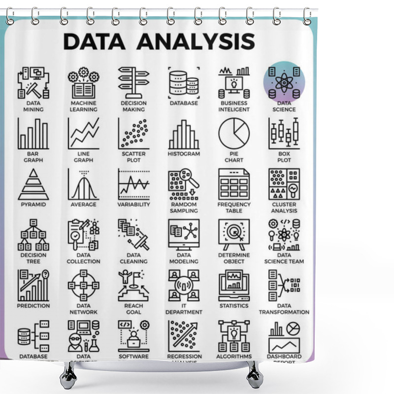 Personality  Data Analysis Concept Detailed Line Icons Shower Curtains