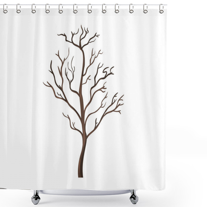 Personality  Single Cartoon Brown Bare Tree Shower Curtains