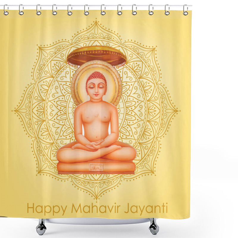 Personality  Happy Mahavir Jayanti Bhagwan Mahaveer Mandala Vector Flyer Banner Poster Shower Curtains