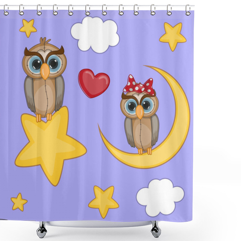 Personality  Cute Lovers Owls Shower Curtains