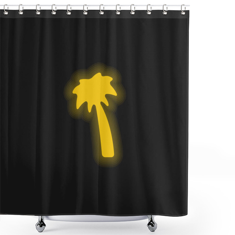 Personality  Black Palm Tree Yellow Glowing Neon Icon Shower Curtains