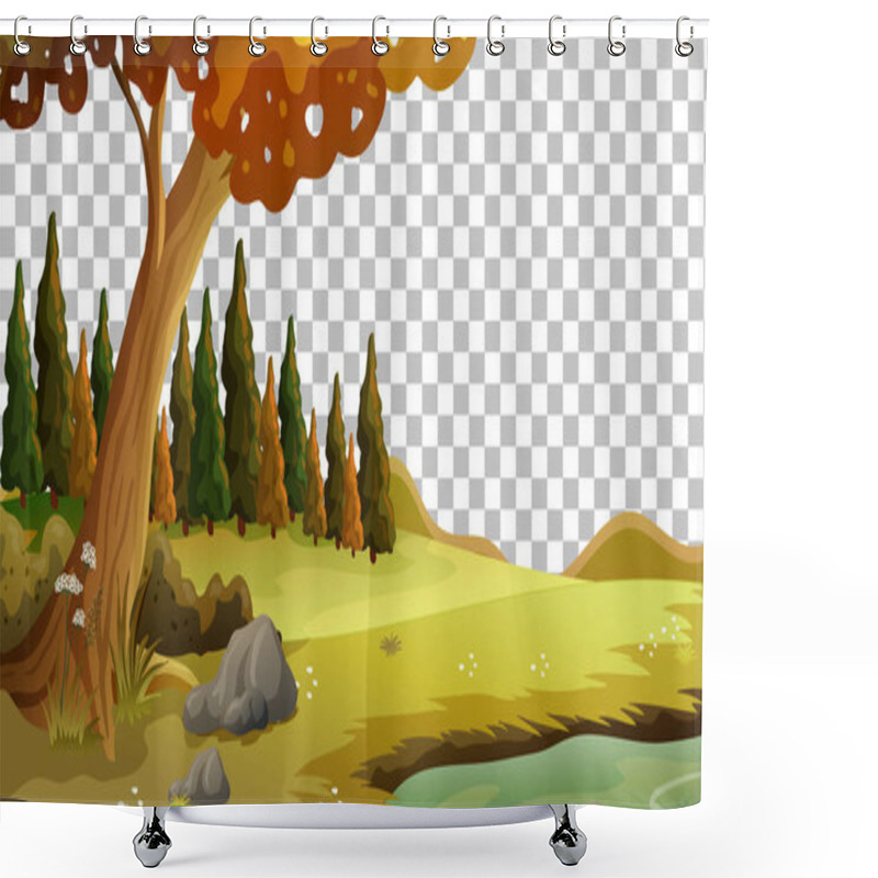 Personality  Blank Nature Scene Landscape On Transparent Background Illustration Shower Curtains