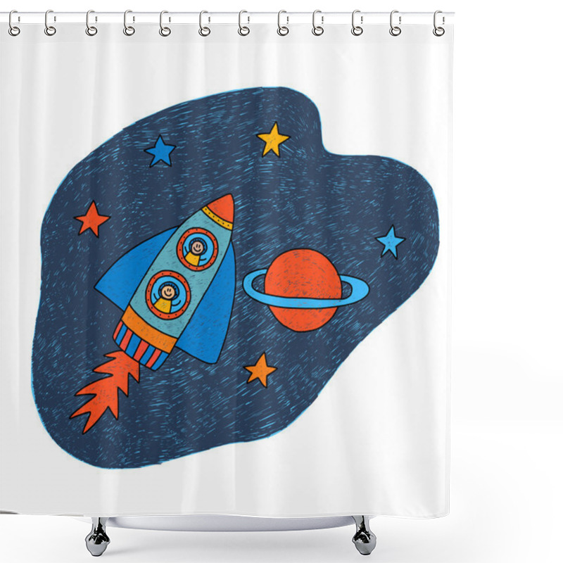 Personality  Planet, Stars, Astronauts, Space And Rocket. Shower Curtains