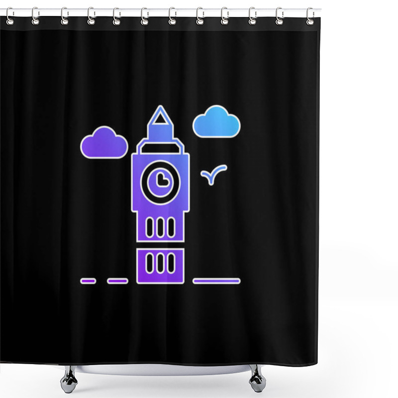 Personality  Big Ben Blue Gradient Vector Icon Shower Curtains