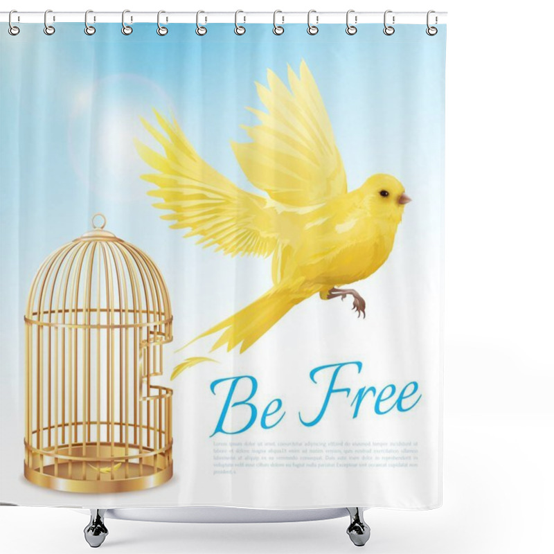 Personality  Canary Flying From Cage Poster Shower Curtains