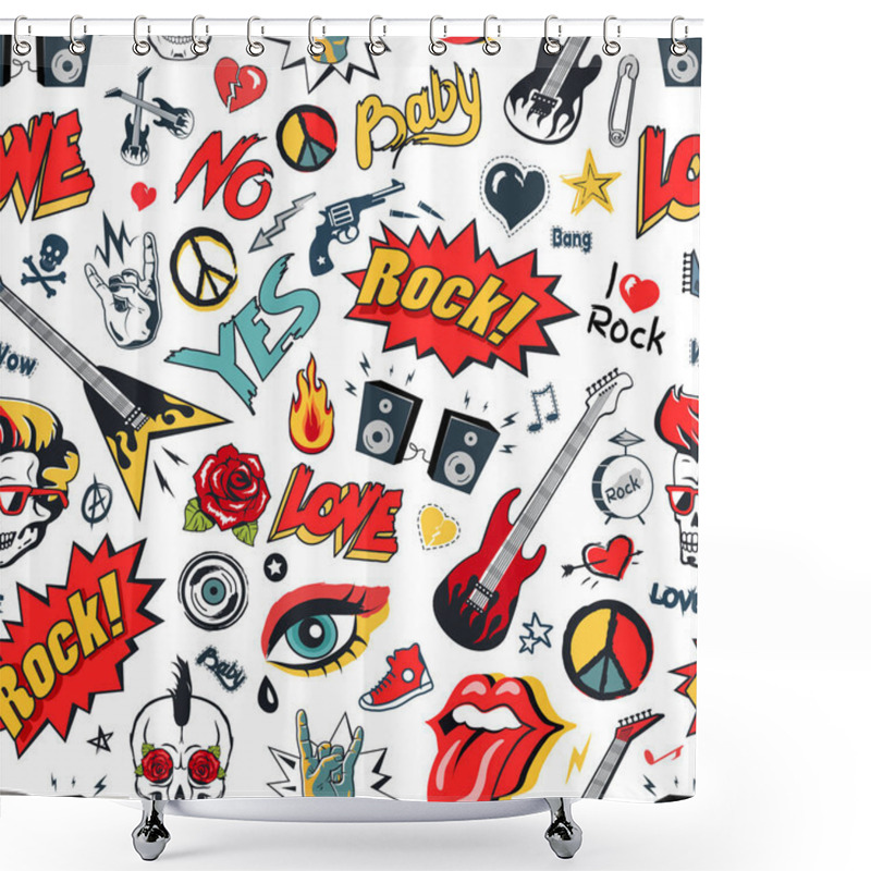 Personality  Rock Sing On Seamless Pattern Vector Illustration Shower Curtains