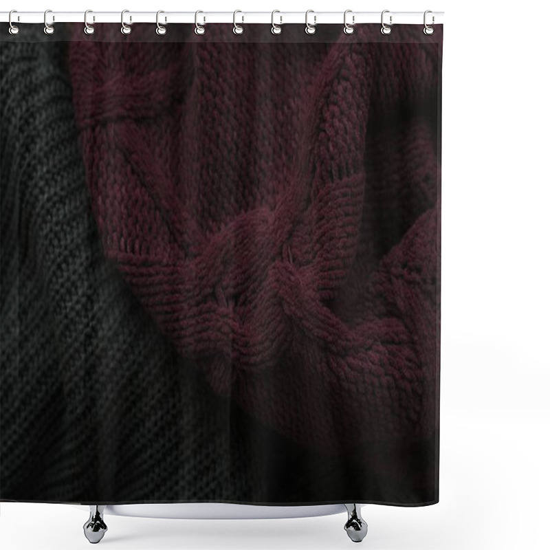 Personality  Beautiful Knitted Grey And Purple Sweater View Shower Curtains