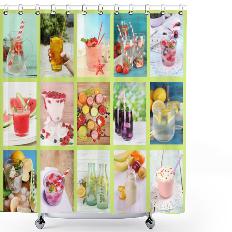 Personality  Collage Of Cold Summer Beverages Shower Curtains