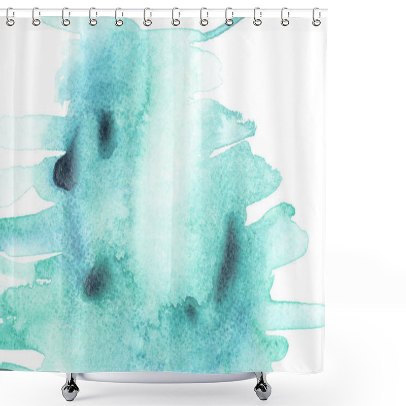 Personality  Abstract Painting With Bright Blue Paint Blots On White  Shower Curtains