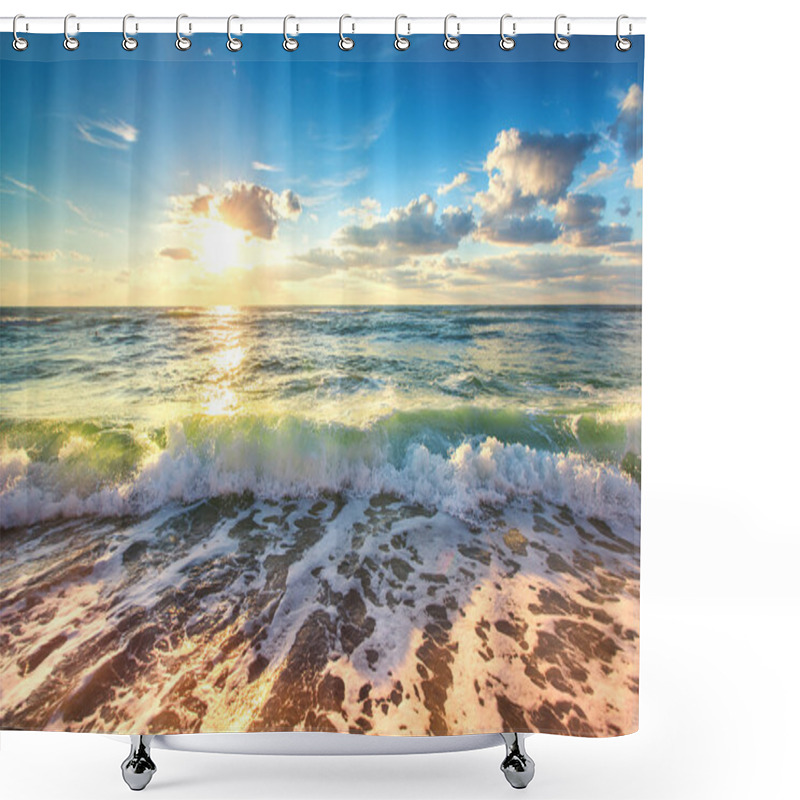 Personality  Beautiful Cloudscape Over The Sea, Sunrise Shot Shower Curtains