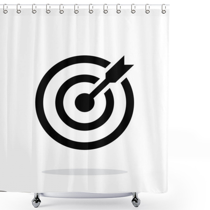 Personality  Successful Shoot. Darts Target Aim Icon On White Background. Shower Curtains