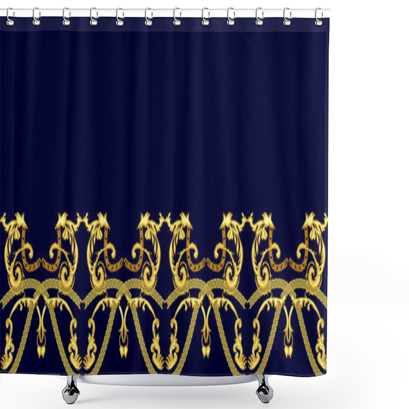 Personality  Golden Border With Chinese Motifs.  Shower Curtains