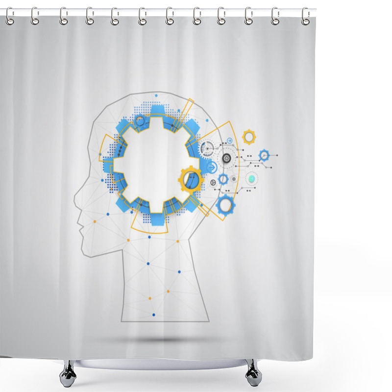 Personality  Creative Brain Concept With Human Silhouette Shower Curtains