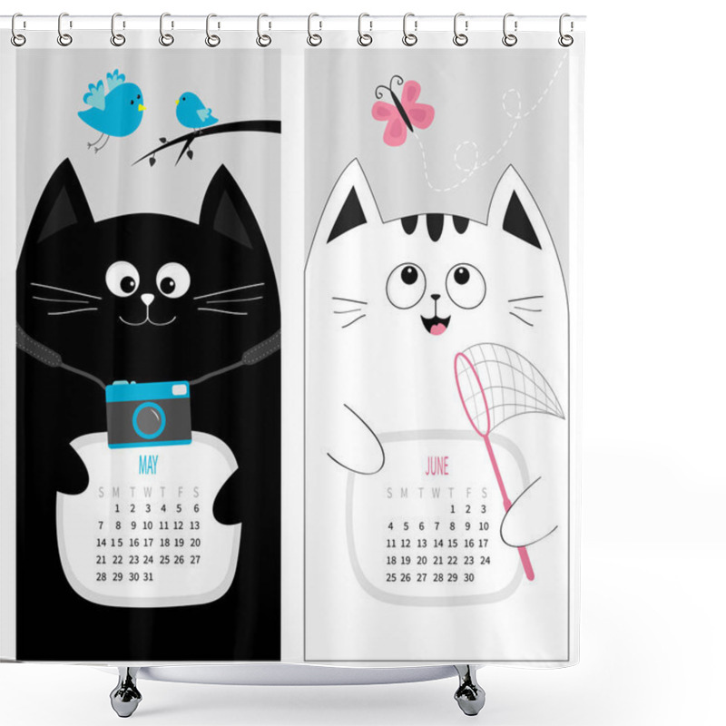 Personality  Calendar With Cats And Two Months Shower Curtains