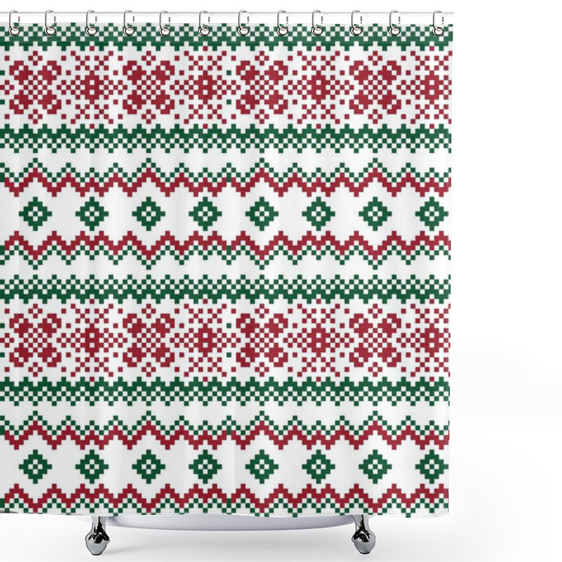 Personality  Christmas Fair Isle Pattern Background For Fashion Textiles, Knitwear And Graphics Shower Curtains