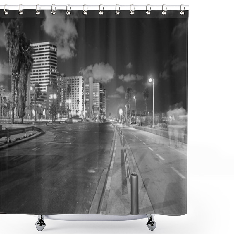 Personality  Tel Aviv Promenade At Night Shower Curtains