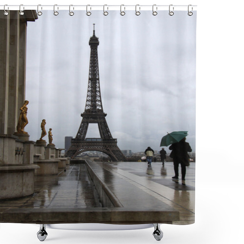 Personality  View Of The Eiffel Tower In Paris In A Rainy Day, Paris, France Shower Curtains