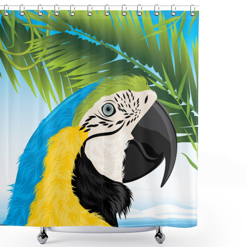 Personality  Parrot And Palm Branches Shower Curtains