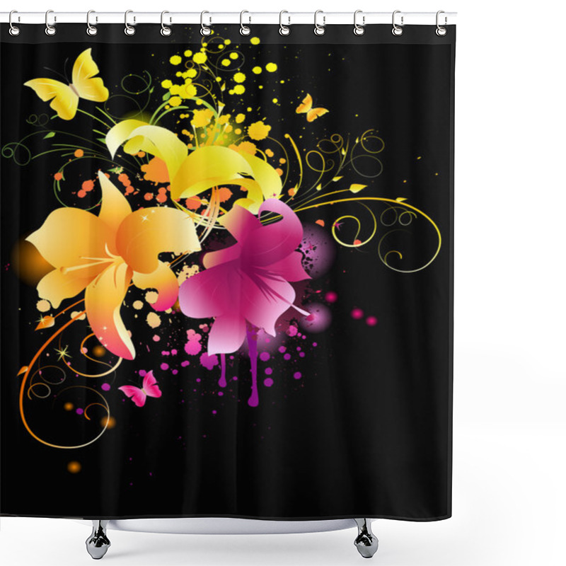 Personality  Glowing Lily Flowers Shower Curtains