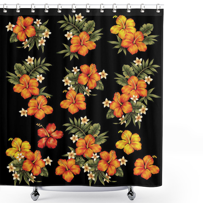 Personality  Hibiscus Flower Illustration Shower Curtains