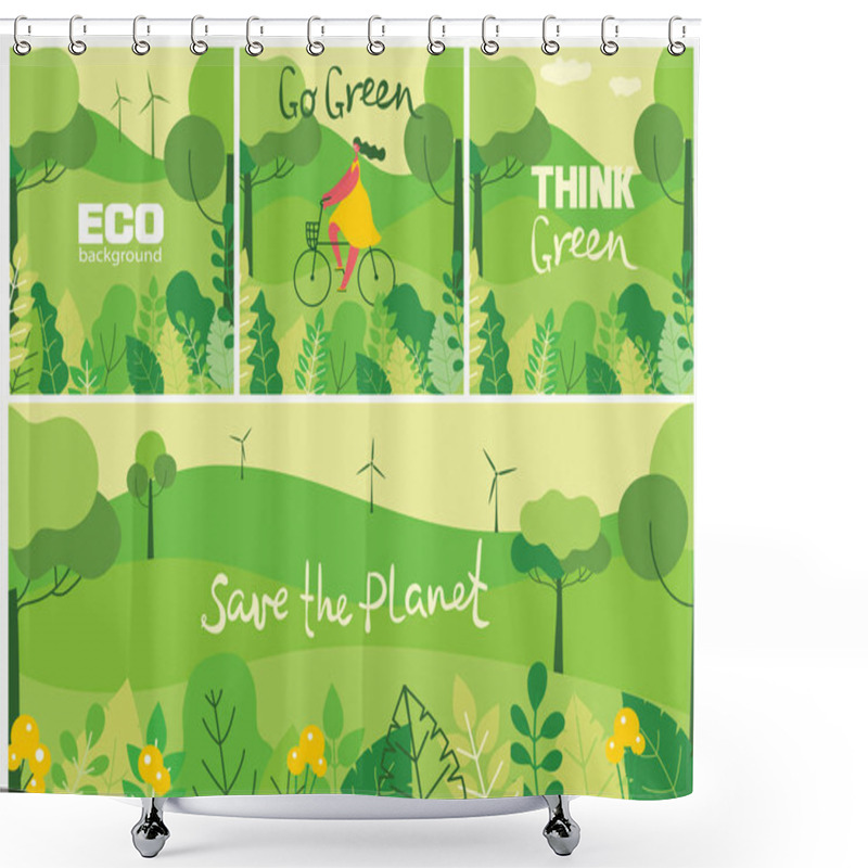 Personality  Vector Illustration Of Save The Planet Concept Shower Curtains