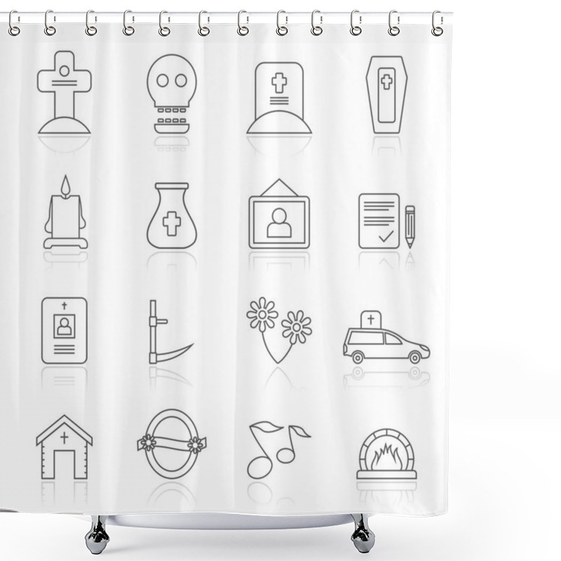 Personality  Line Funeral And Burial Icons Shower Curtains