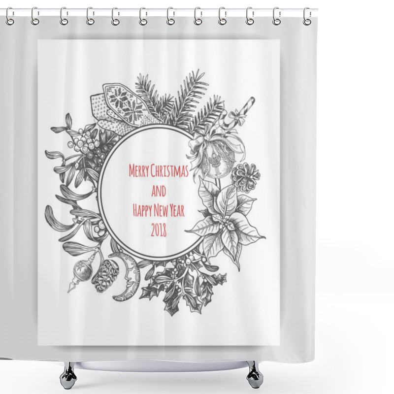 Personality  Christmas Greeting Card   Shower Curtains