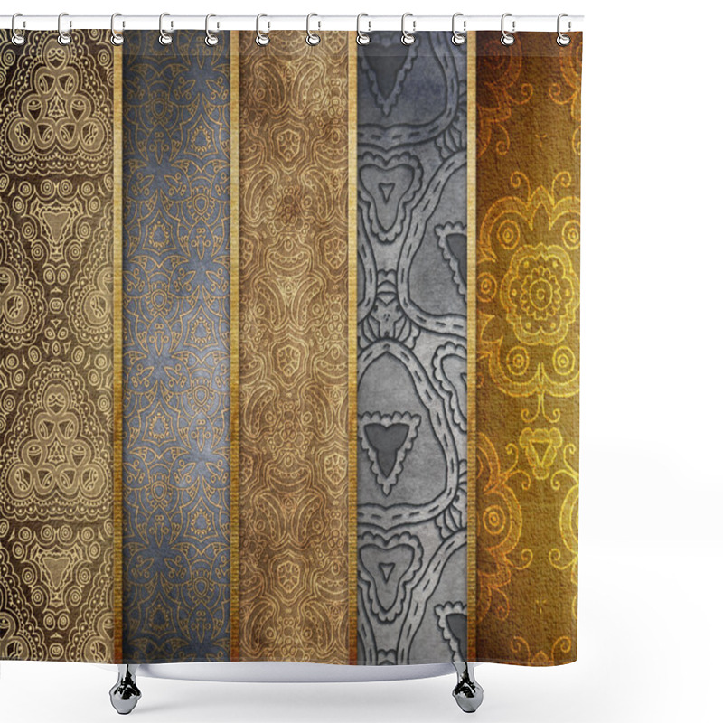 Personality  Paper With Ornaments. Banner Set Shower Curtains