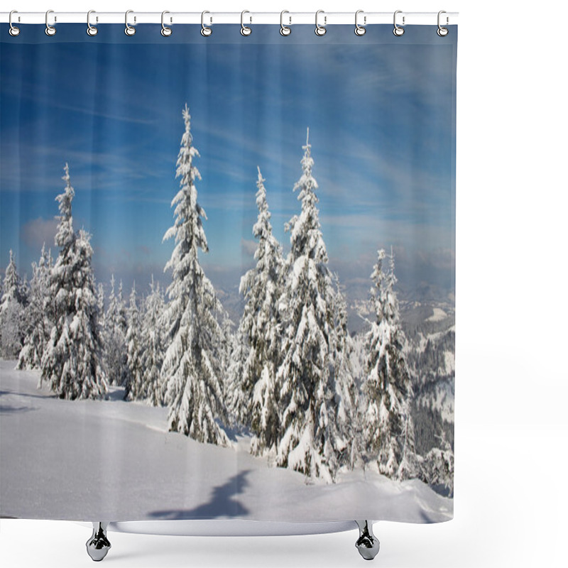 Personality  Winter Forest In Carpathian Mountains Shower Curtains