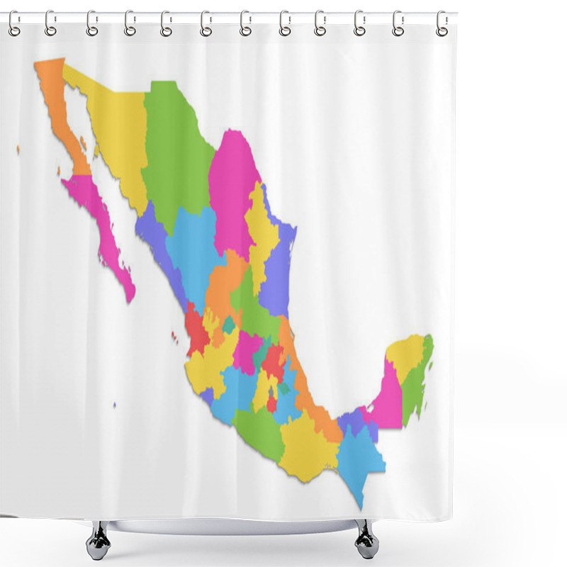 Personality  Mexico Map, New Political Detailed Map, Separate Individual States, Isolated On White Background 3D Raster Blank Shower Curtains