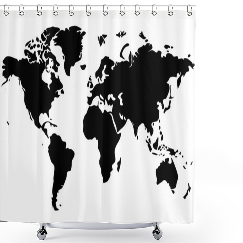 Personality  Stylized World Map In Monochrome With Clean And Minimalist Aesthetic Shower Curtains