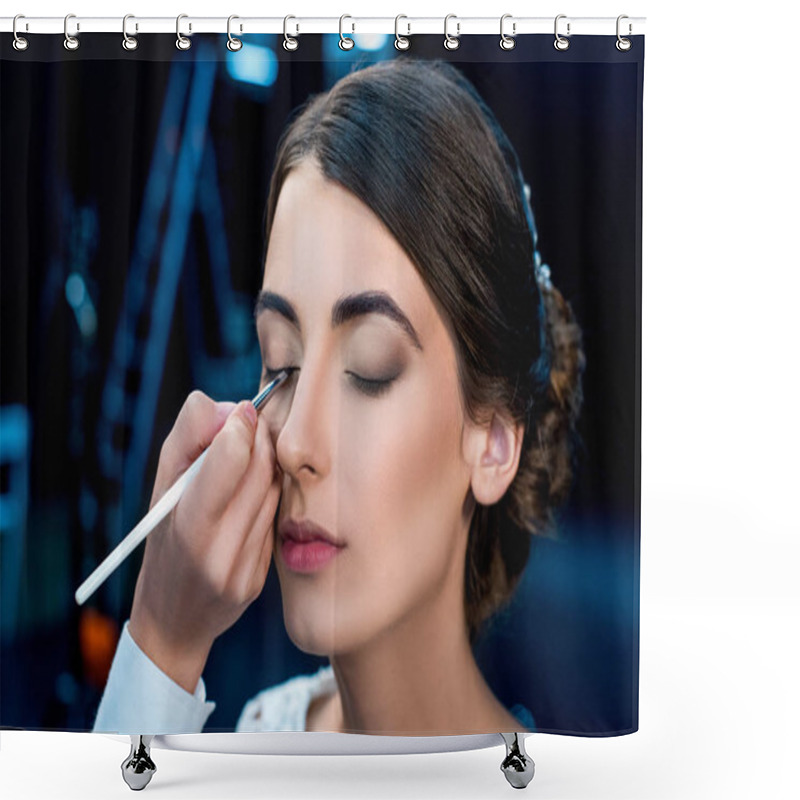 Personality  Woman Getting Makeup Done Shower Curtains