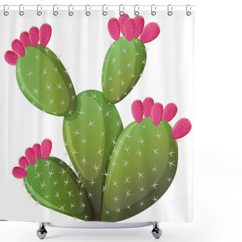 Personality  Prickly Cactus In Cartoon Style Isolated On White Background Illustration Shower Curtains