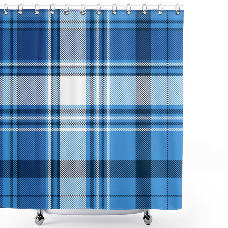 Personality  Blue Tartan Fabric Texture. Vector Illustration. Shower Curtains