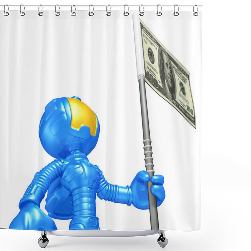 Personality  Mini Astronaut With Money Flag Shower Curtains