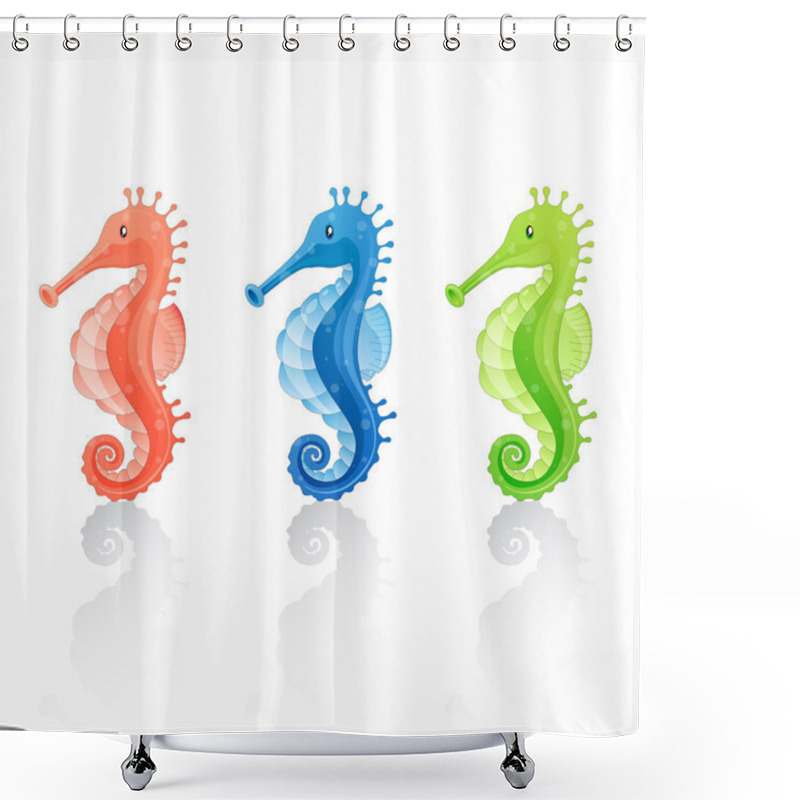 Personality  Set Of Vector Seahorses Shower Curtains