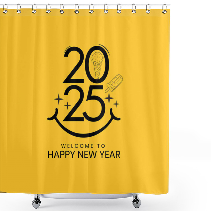 Personality  The New Year 2025 Food Restaurant Chefs' Logo Social Media Banner Poster Cover Design Concept, Vector Illustration Shower Curtains