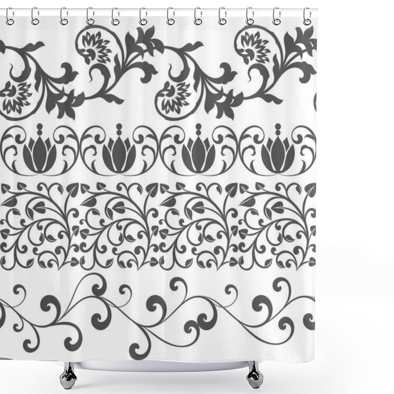 Personality  Seamless Floral Border Vector Template. Shower Curtains