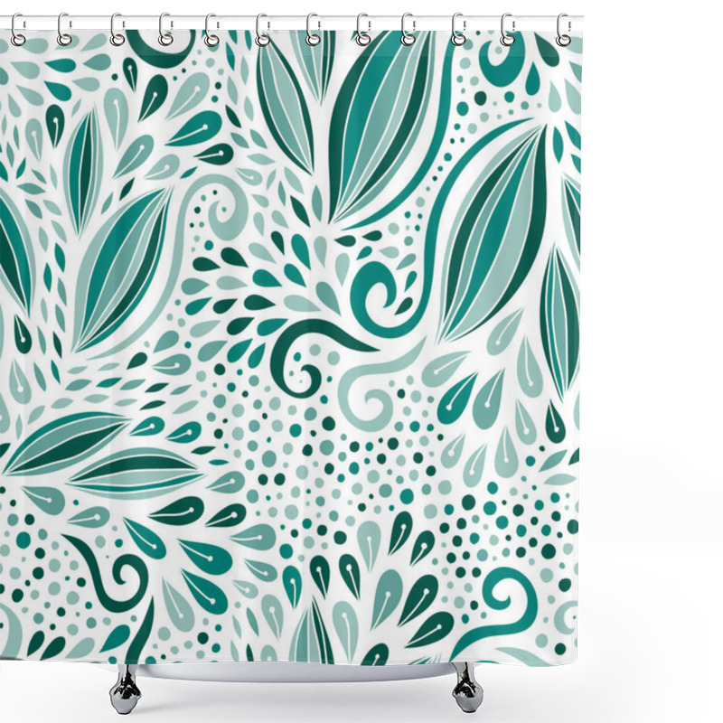 Personality  Modern Seamless Pattern. Turquoise Nature Ornament. Vector Print For Textile Or Packaging Design. Shower Curtains