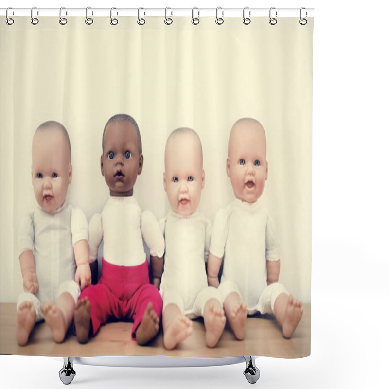 Personality  Baby Dolls On White Background Shower Curtains