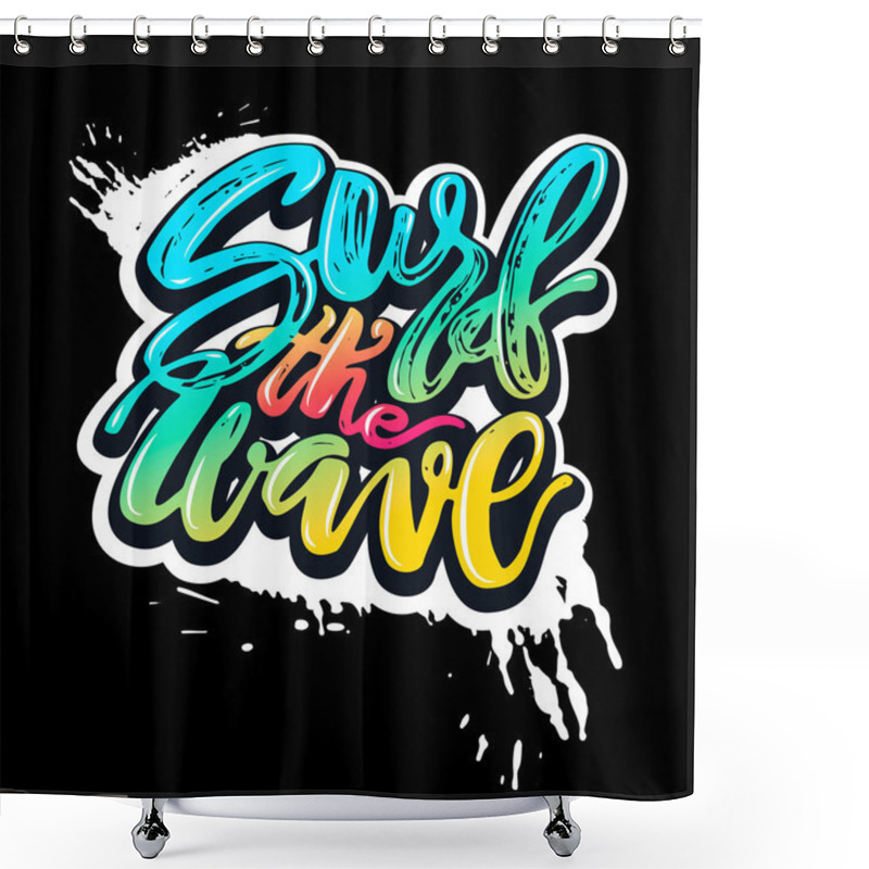 Personality  Surf The Wave-summer Sea Ocean Vacation Travel Hand Drawn Motiva Shower Curtains