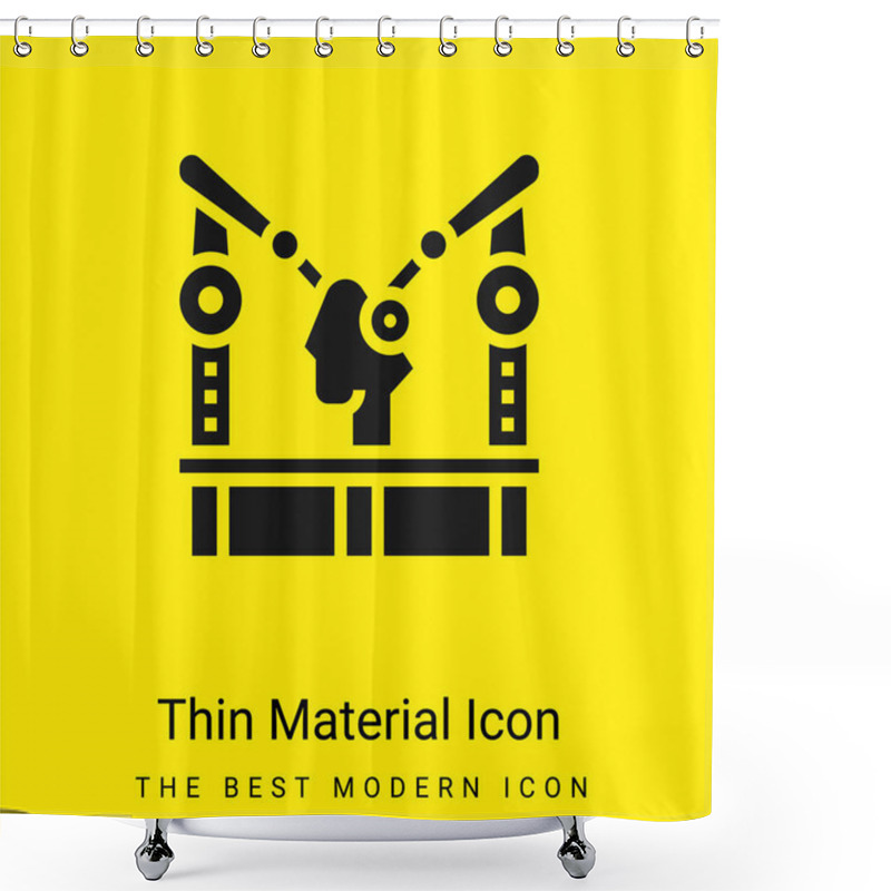 Personality  Assembly Machine Minimal Bright Yellow Material Icon Shower Curtains