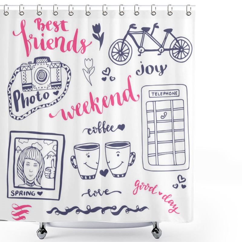 Personality  Weekend Sketch Art Romantic Set Shower Curtains