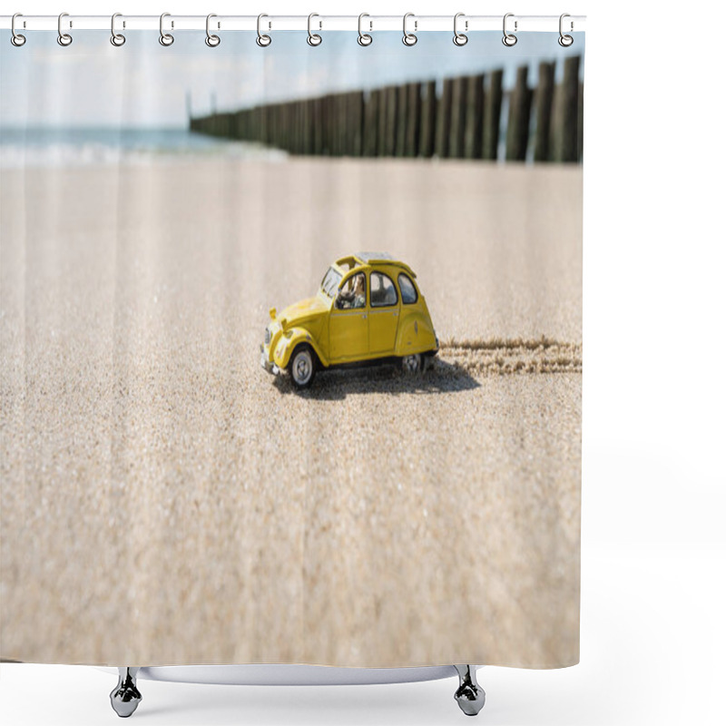 Personality  An Miniature Car On The Dutch Coast On A Sunny Day Shower Curtains