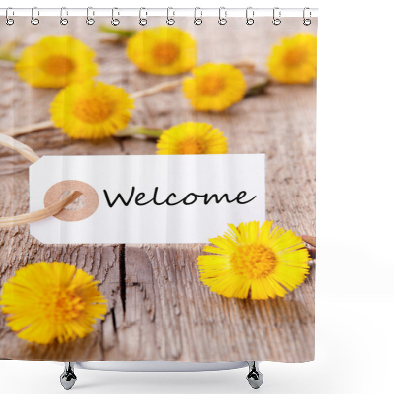 Personality  Yellow Flowers With Welcome Shower Curtains