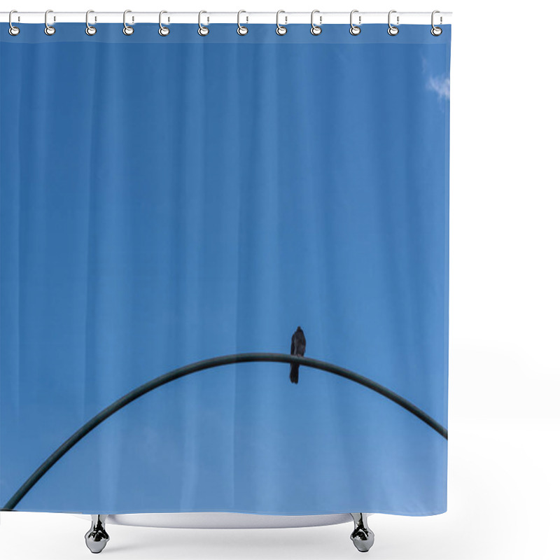 Personality  Low Angle View Of Pigeon On Arch With Blue Sky At Background Shower Curtains