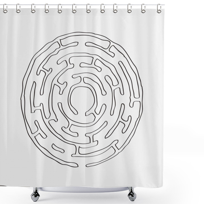 Personality  Circular Maze Puzzle Freehand Drawn Shower Curtains