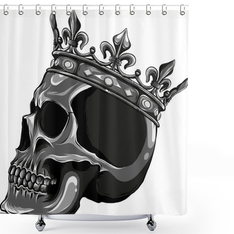 Personality  Skull With Crown On White Background Shower Curtains