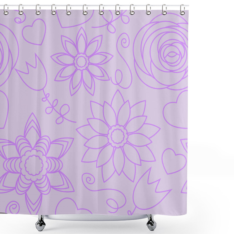 Personality  Violet Flowers Seamless Pattern Shower Curtains